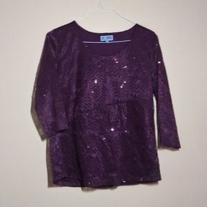 Brand: JM Collection Purple Sequins Blouse Shirt